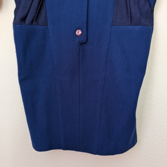 Vintage Japanese Sweater Dress Heavyweight Geometric Cut-Out Navy NWOT - Picture 6 of 11